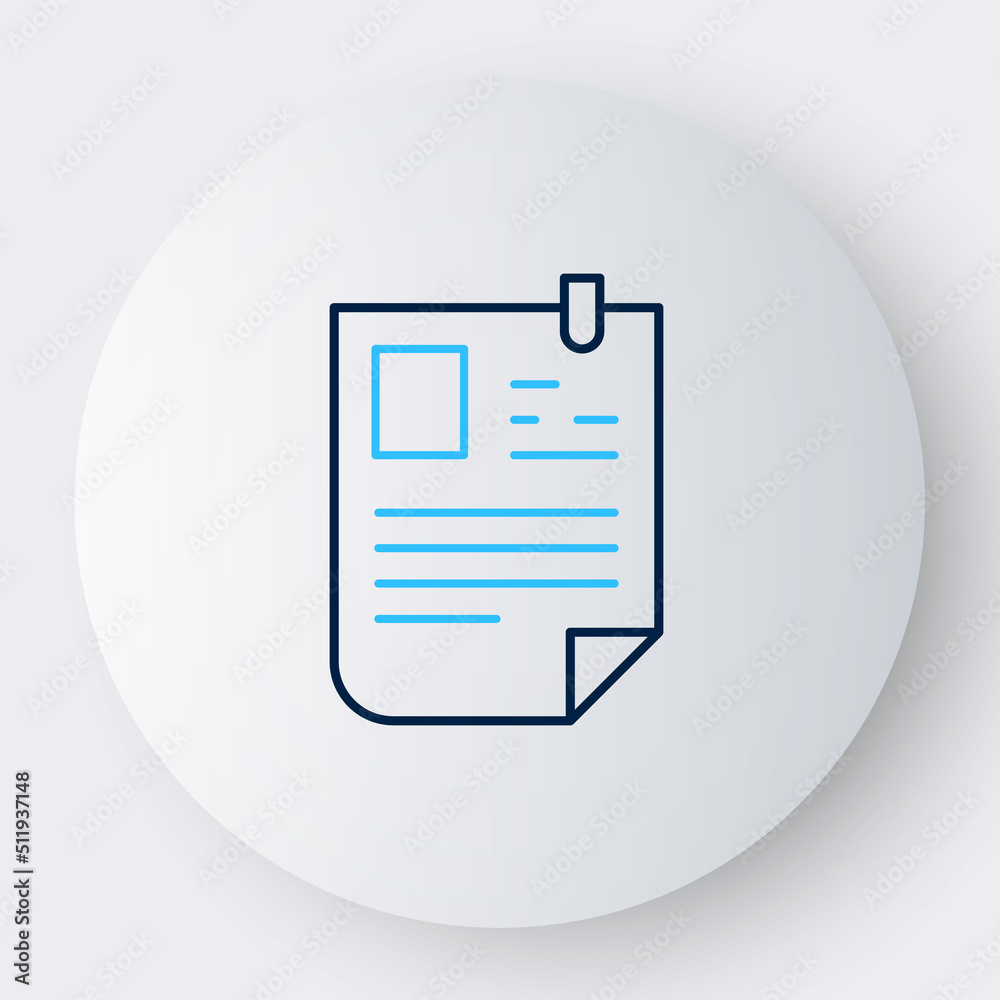 Line Resume icon isolated on white background. CV application. Searching professional staff. Analyzing personnel resume. Colorful outline concept. Vector Line Resume icon isolated on white background. CV application. Searching professional staff. Analyzing personnel resume. Colorful outline concept. Vector