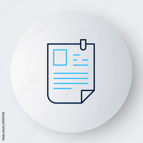 Line Resume icon isolated on white background. CV application. Searching professional staff. Analyzing personnel resume. Colorful outline concept. Vector