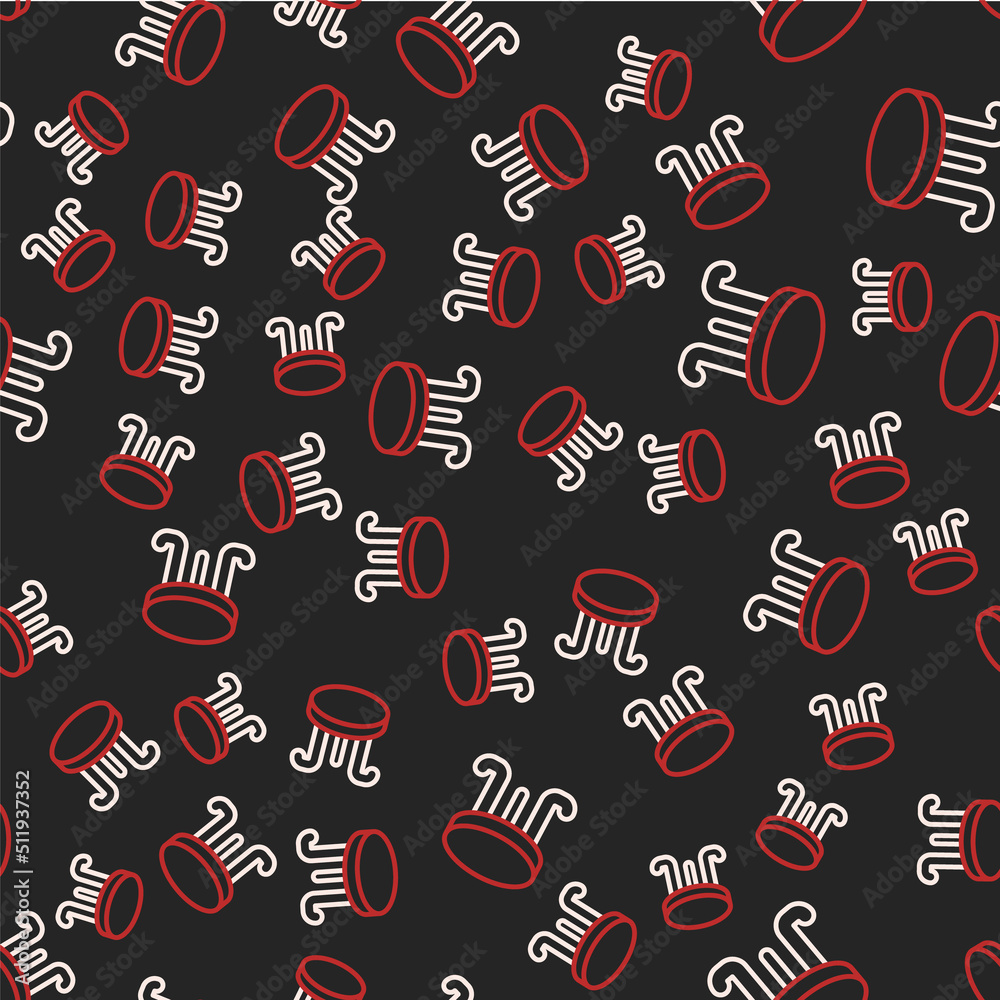 Line Coffee table icon isolated seamless pattern on black background. Street cafe. Vector