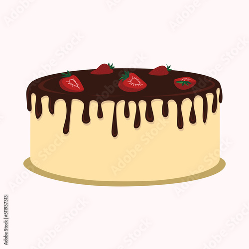 cake with strawberries and chocolate