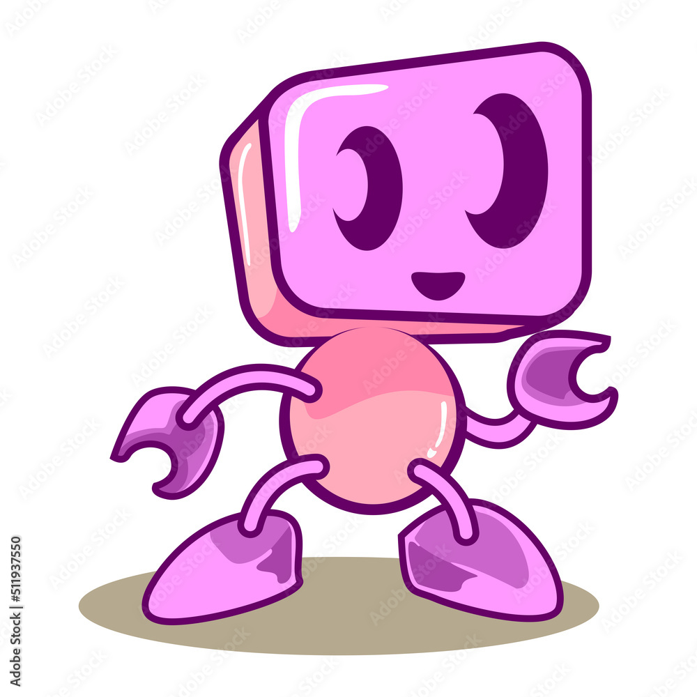 vector illustration of cute pink robot mascot Stock Vector | Adobe Stock