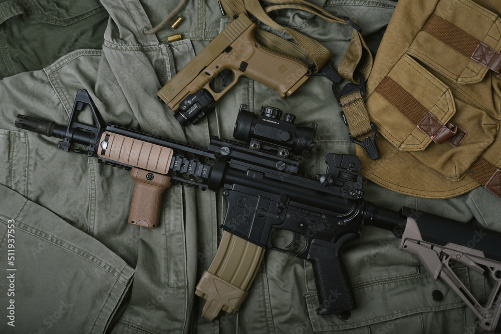 BANGKOK, THAILAND - April 3, 2022 : Colt's M4A1 weapons and military ...