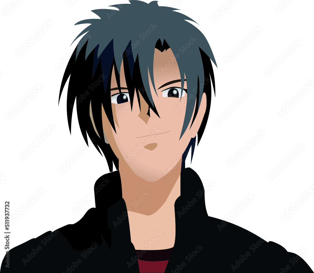 Anime poster. Kawaii winking school girl face with big eyes in manga ...