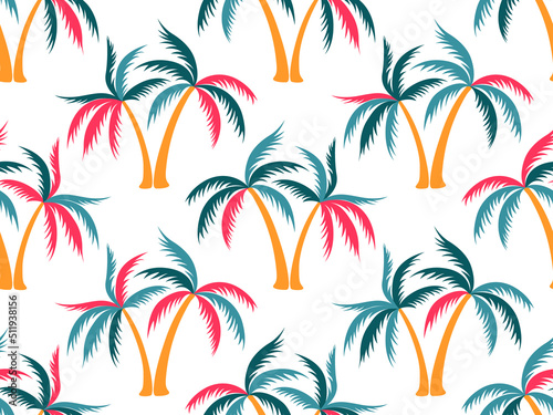 Palm tree minimal seamless pattern vector design.