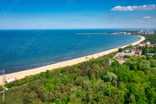 Baltic Sea beach in Gdansk Brzezno at summer. Poland