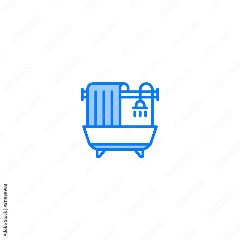 Bathroom filled line icon. linear style sign for mobile concept and web design. Outline vector icon. Symbol, logo illustration. Vector graphic Bathroom filled line icon. linear style sign for mobile concept and web design. Outline vector icon. Symbol, logo illustration. Vector graphic