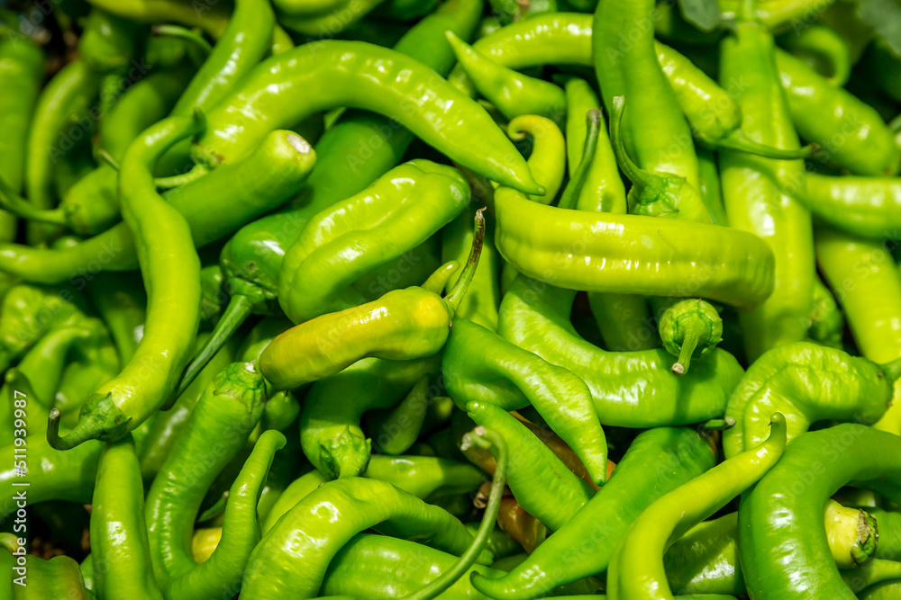 An abundance of green chillies An abundance of green chillies