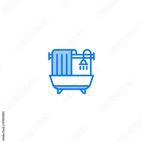 Bathroom filled line icon. linear style sign for mobile concept and web design. Outline vector icon. Symbol, logo illustration. Vector graphic