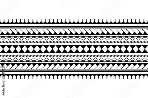 Maori polynesian tattoo bracel wide. Tribal sleeve seamless pattern vector. Samoan border tattoo design fore arm or foot. Armband tattoo tribal. Fabric seamless ornament isolated on white background