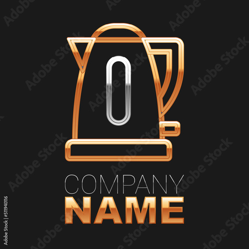Line Electric kettle icon isolated on black background. Teapot icon. Colorful outline concept. Vector