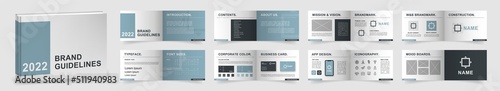 Multi-purpose Brand Guidelines template. Brand Manual presentation mockup. Minimal Turquoise Logo Guideline template. Logo Guide Book layout