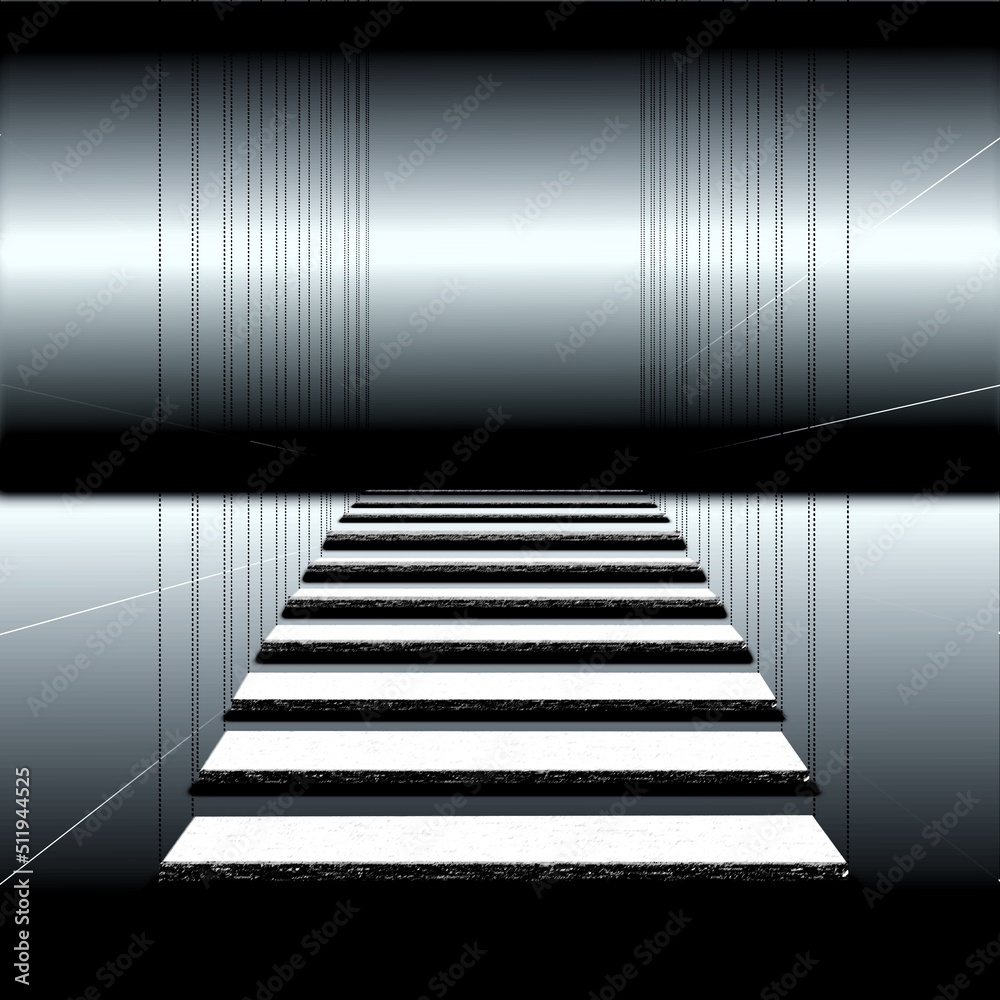 Obraz premium Abstract illustration featuring a suspended walkway leading to a dark horizon