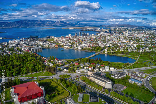 Aerial View of Reykjavik, The Rapidly Growing Urban Metro of Iceland