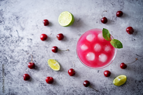 Pink cherry cocktail