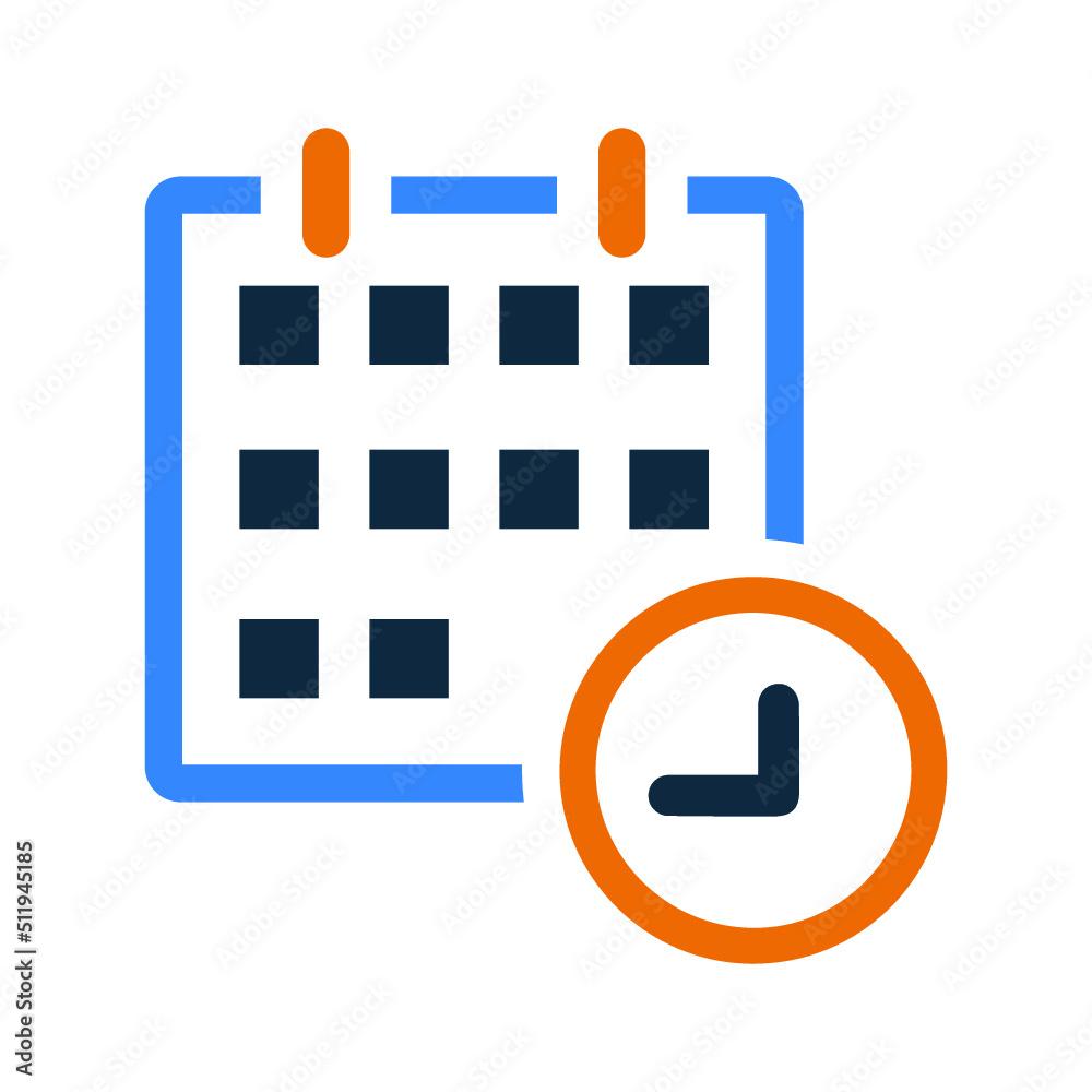 Calendar, clock, schedule icon. Simple editable vector graphics.