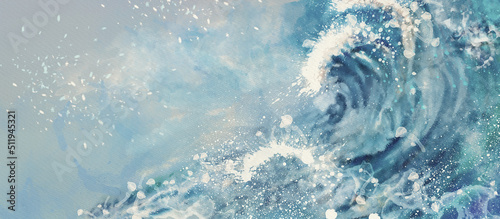 Obraz na plátně Ocean waves. Watercolor design background