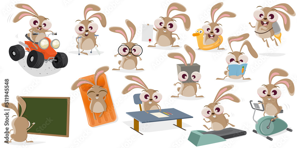 funny collection of a cartoon rabbit