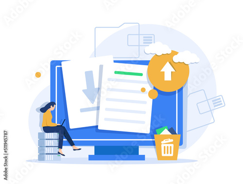 Uploading office file flat icon with gradient style. Uploading office document icon. File upload task icon for business and presentation