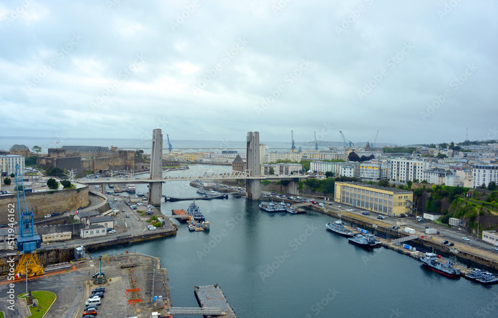 Brest, France, harbor panorama view aerial