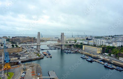 Brest, France, harbor panorama view aerial
