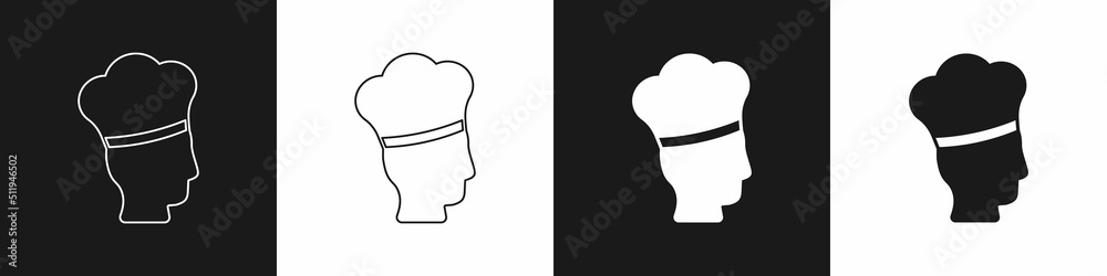 Set Italian cook icon isolated on black and white background. Vector Set Italian cook icon isolated on black and white background. Vector
