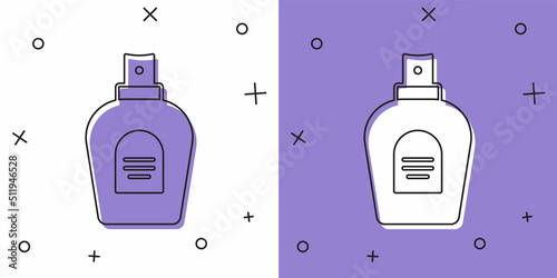 Set Perfume icon isolated on white and purple background. Vector
