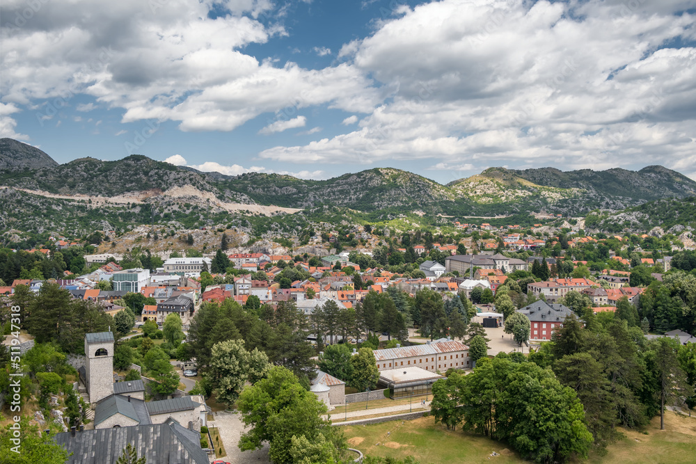 Cityscape of Cetinje town in Montenegro.