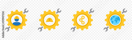 Icon set of industrial symbols. Labor Day  / Labour Day concept.