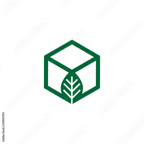 Ecology box plant logo vector