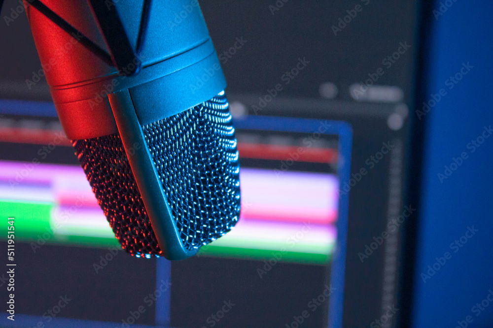 Audio editing and Microphone Stock Photo Adobe Stock