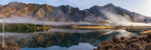 Moke Lake, near Queenstown, New Zealand, on an early winter morning. 