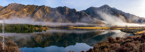 Moke Lake, near Queenstown, New Zealand, on an early winter morning.  photo