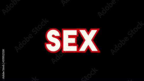 The text message Sex appearing on a black screen, decoded from random characters, with a starglow effect in the middle.
