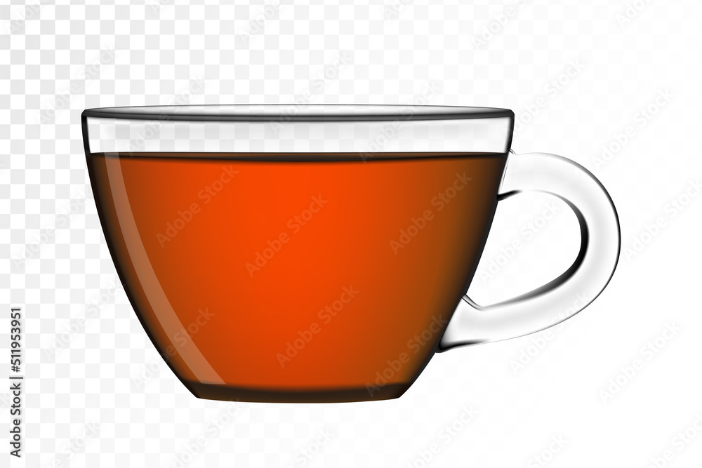 Hot drink in the transparent cup on isolated background.