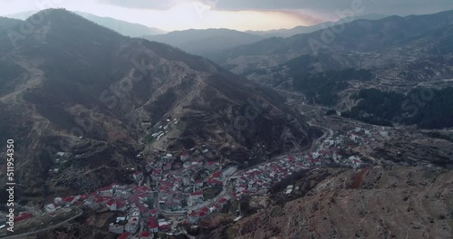 Aerial view of Myki, village in the Xanthi,Greece. The majority of the population in the municipality are members of the Turkish Minority photo