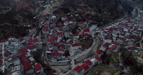 Aerial view of Myki, village in the Xanthi,Greece. The majority of the population in the municipality are members of the Turkish Minority photo