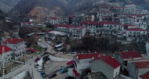 Aerial view of Myki, village in the Xanthi,Greece. The majority of the population in the municipality are members of the Turkish Minority photo