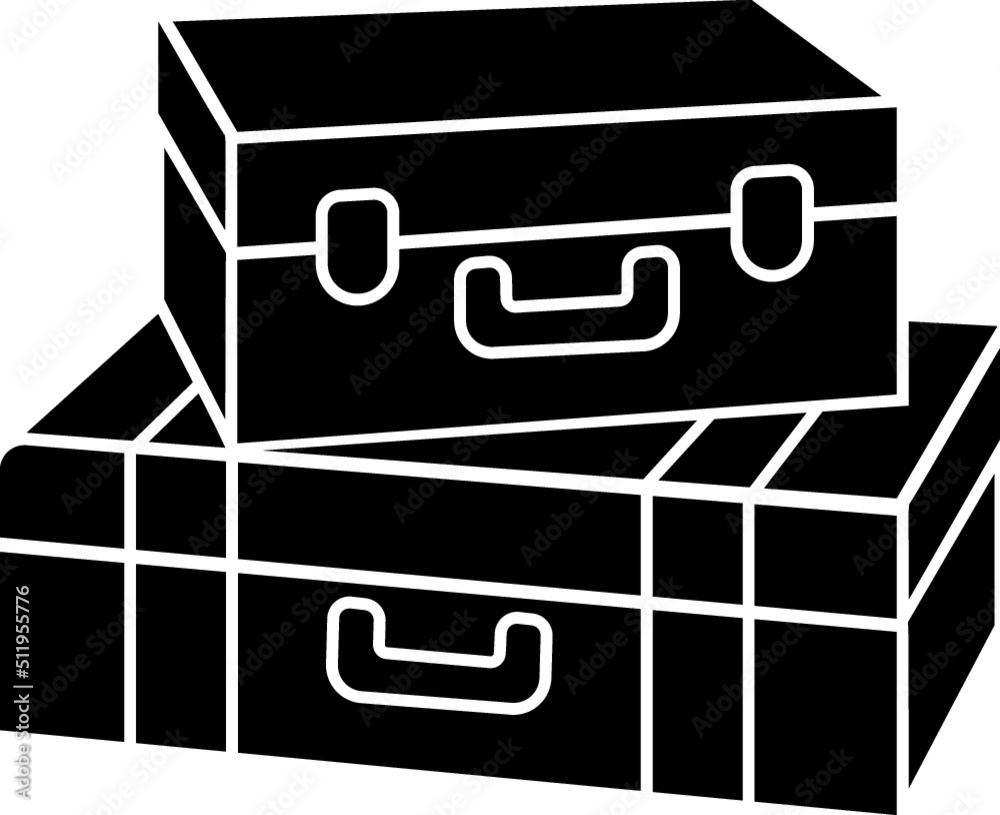 Black and White Cartoon Illustration Vector of a Stack of Suitcase Trunks Black and White Cartoon Illustration Vector of a Stack of Suitcase Trunks