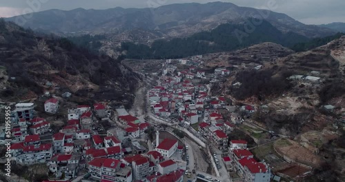 Aerial view of Myki, village in the Xanthi,Greece. The majority of the population in the municipality are members of the Turkish Minority photo