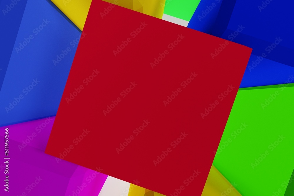 Colored three-dimensional children's bright cubes, abstract illustration, 3d rendering, copy space Colored three-dimensional children's bright cubes, abstract illustration, 3d rendering, copy space