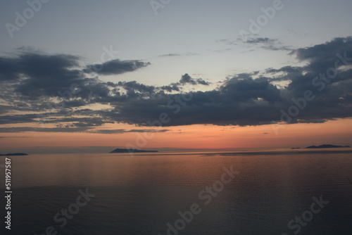 Beautiful summer sunset in Cape drastis in Peroulades  Corfu  Greece