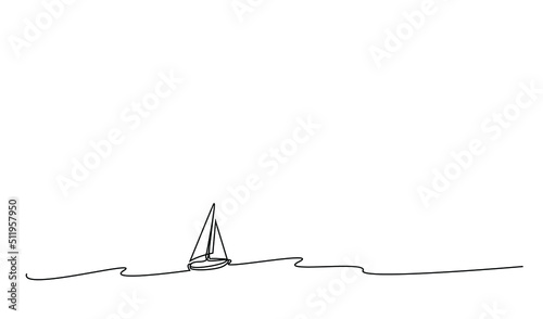 a sailing boat goes on the sea