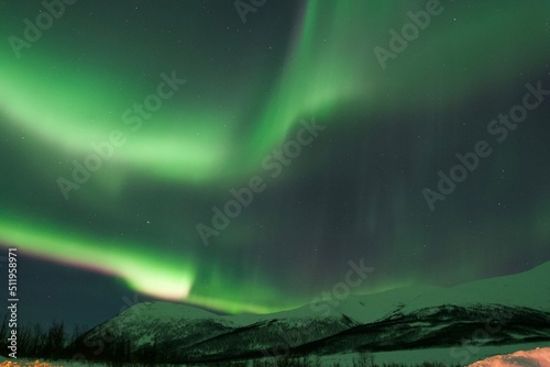 aurora borealis over the mountains