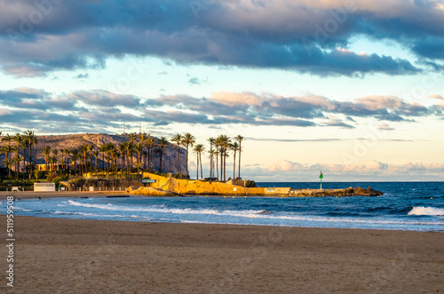 Beach in the Mediterranean town of Javea (Xabia), Spain photo