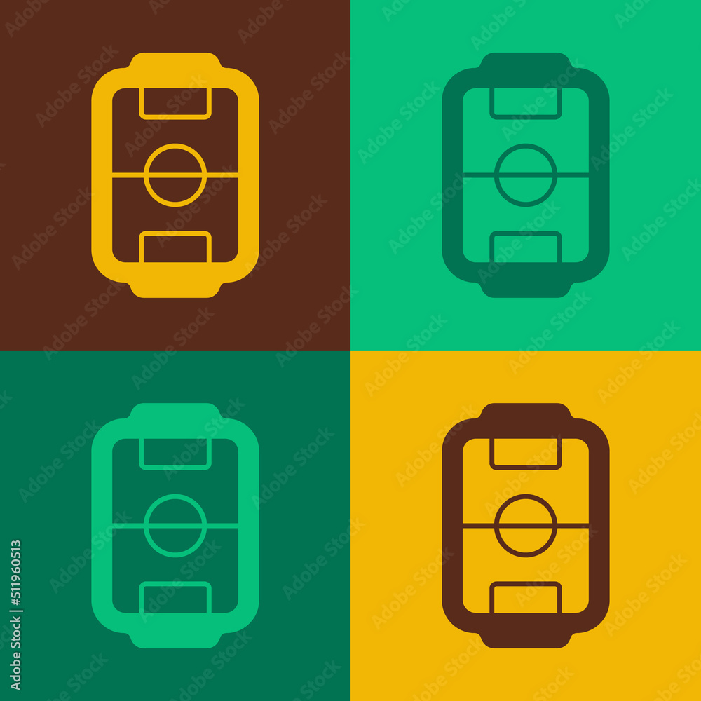 Pop art Table football game hobby or leisure icon isolated on color background. Sport team football players. Vector Pop art Table football game hobby or leisure icon isolated on color background. Sport team football players. Vector