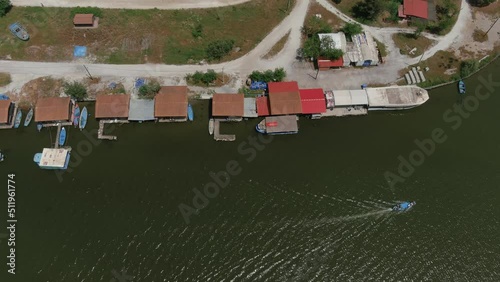 The fishing settlement at the mouth of the river Loudia in Greece photo