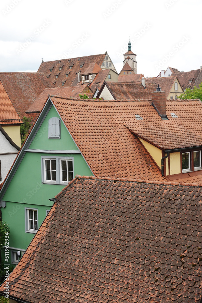 Old brick roofs in Rotenburg ob der Tauber, Germany