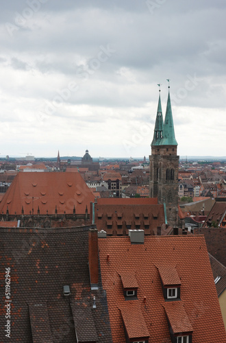 Saint Sebal cathedral in Nuremberg, the view from Nuremberg cathedral, Germany