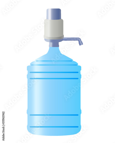 Bottle 19 litre or 5 gallon with pump, vector drawing