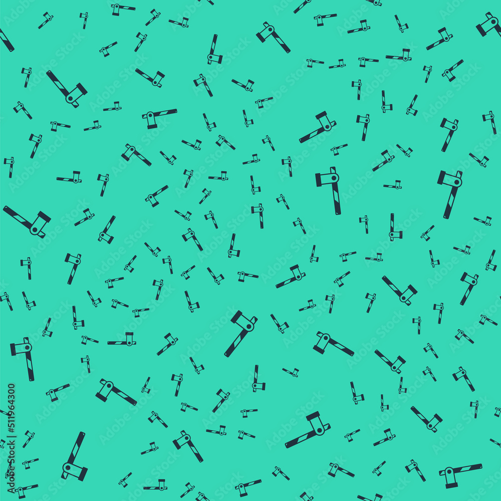 Black Parking car barrier icon isolated seamless pattern on green background. Street road stop border. Vector Black Parking car barrier icon isolated seamless pattern on green background. Street road stop border. Vector